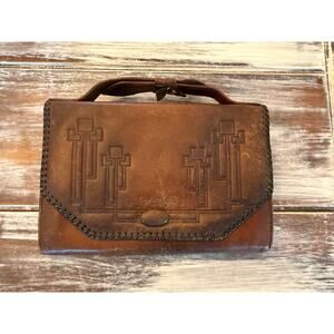 Bosco Built Vintage 1920's Leather Top Handle Purse Handbag Art Deco Design
